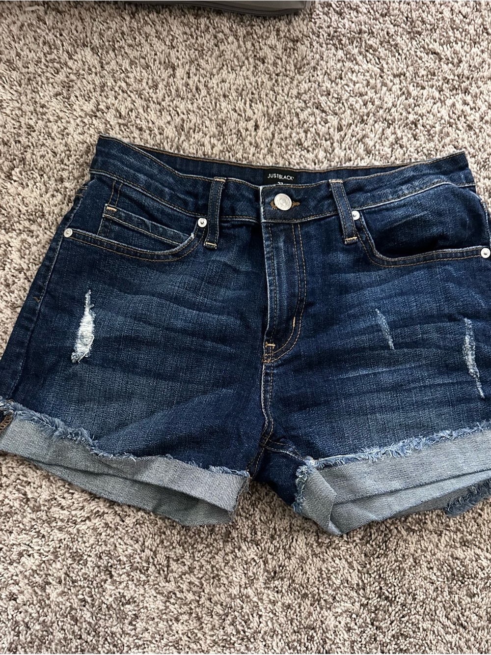 Just Black Dark Indigo Rolled Hem Denim Shorts